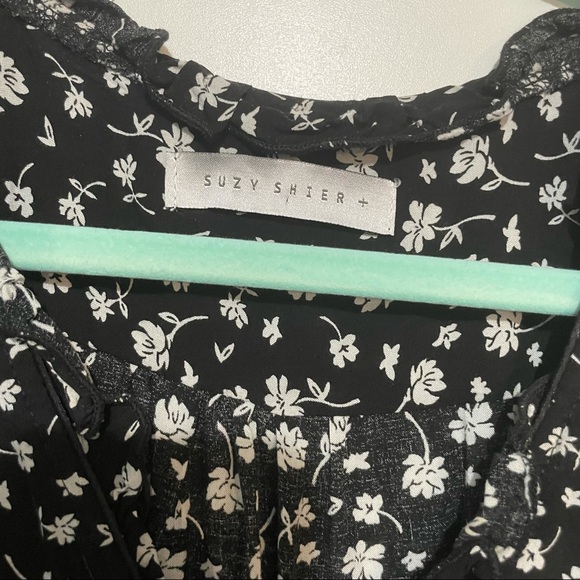 Suzy Shier Floral Black Dress Size 1X Plus - Picture 3 of 7